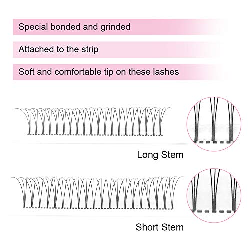 Premade Fans Eyelash Extensions 3D-C-0.10-16 Short Stem Premade Volume Eyelash Extensions 9 to 20 mm Pre made Lash Fans 3D 5D 7D Volume Lash Extensions .07 .10 C D Curl(3D-C-0.10,16mm)