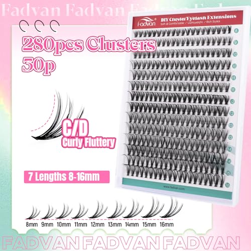 280Pcs Wispy Cluster Lashes 30D DIY Eyelash Extensions 8-16MM