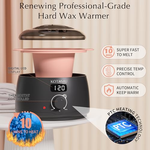 KOTAMU Waxing Kit Black Digital Wax Kit for Women Men Sensitive Skin Hard Waxing Pot for Eyebrow Face Leg Underarm Coarse Soft Hair Removal Professional Wax Warmer with 25 Accessories for Home Salon