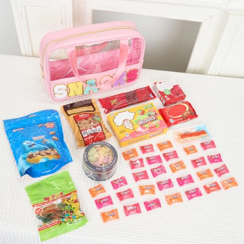 Clear Chenille Letter Zipper Pouch - Versatile Travel Makeup Bag