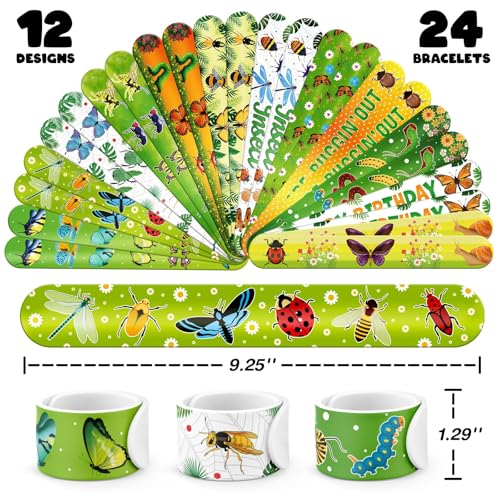 Bug Party Favors Set - 60 Pc Slap Bracelets & Tattoos for Kids