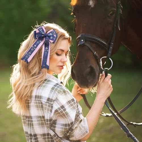 Umibow 2 Pcs Equestrian Hair Bow Clips Horse Bit Pattern Hairpin Equestrian Show Bowknot Hair Barrettes Horse Show Hair Bows for Horseback Riding Competitions