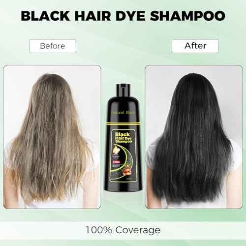 Black Hair Dye Shampoo 3 in 1£¬Argan Natural Herbal Formula Hair Color Shampoo Covers Gray Hair for Women and Men (16.9 fl.oz Black)