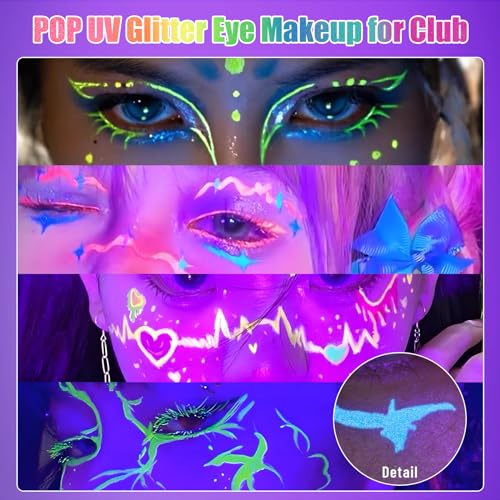 UV Glitter Liquid Eyeliner 7-Color Kit - Waterproof Neon