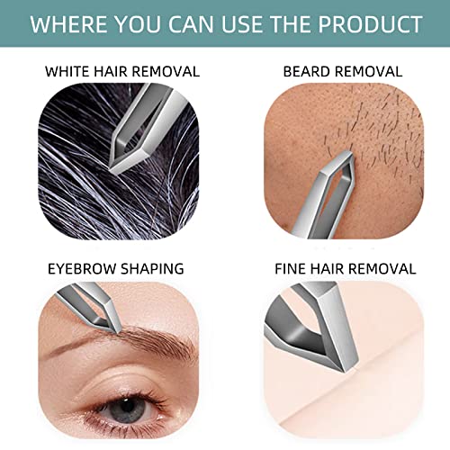 Beard Tweezers - Stainless Steel, Fine Hair Removal Tool, 5mm Tip, Clear Box 1Pack