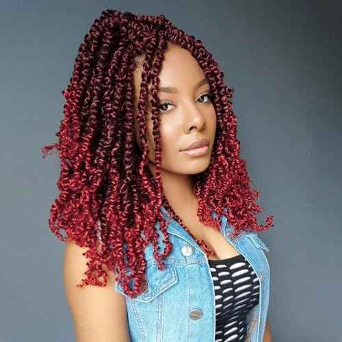 Fulcrum Passion Twist Crochet Hair 12 Inch, 9 Packs Pre Looped Passion Twist Hair, Pre-Twisted Passion Twist Crochet Hair For Black Women (12Inch (Pack of 9), TBUG#)