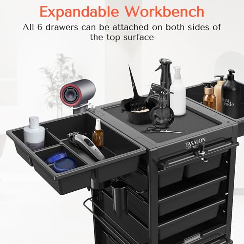 Professional 6-Drawer Rolling Salon Cart with Tool Holders