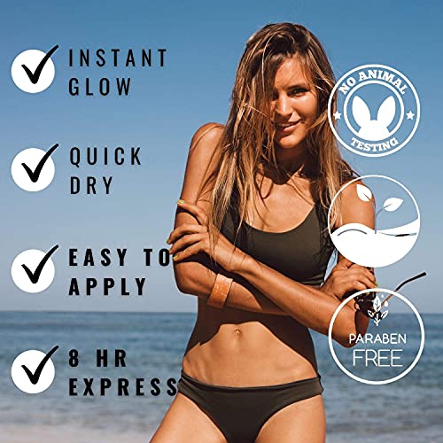 Sun Laboratories By Giesee Dark Sunsation Self Tanning Lotion 8 oz with Tanning Mitt - Ultra Dark, Organic, Pregnancy Safe, Travel Size Self Tanner, Long Lasting, Natural, Sunless Tanning Lotion Kit