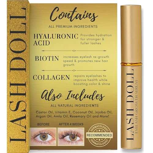 Eyelash Growth Serum Lash Serum For Eyelash Growth Made With Natural Ingredients & Hyaluronic Acid, Biotin, Collagen | Lash Growth Serum & Eyebrow Growth Serum by PeachyandMore