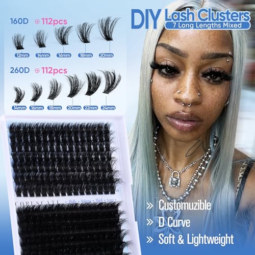 CORUSCATE Lash Clusters 160D+260D Eyelash Extensions 12-24mm