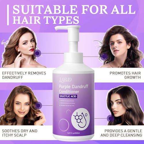 Dandruff Shampoo And Conditioner Set for Women & Men,Deep Cleanser - Purple Dandruff and Dry Itchy Scalp - Therapeutic Grade - Helps Promote Hair Growth - 16.9 Fl Oz