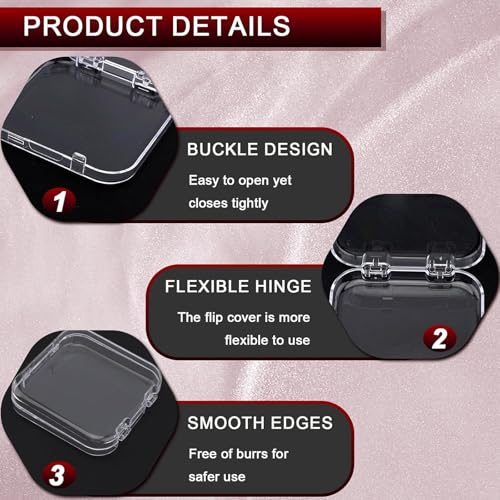 30Pcs Transparent Nail Storage Boxes with 144 Double-Sided Tape for Press-On Nails & Nail Art