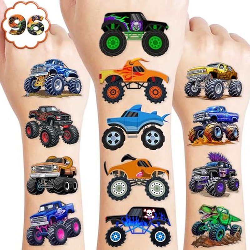 120 PCS Monster Truck Temporary Tattoos for Kids - Party Favors