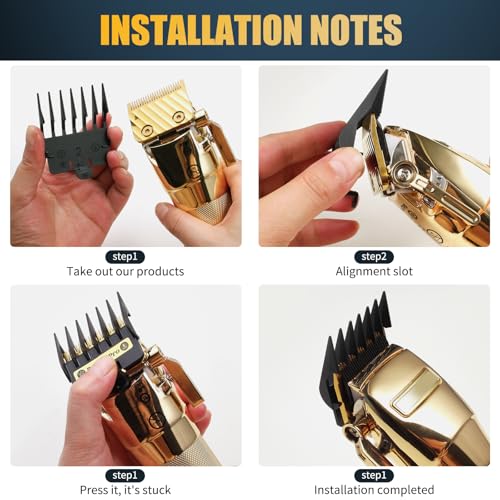 8PACK Premium Clipper Guards Compatible with BaByliss Barberology FX825, FX870, FX880, and FX673, Trimmer Replacement Guards for Babyliss Clippers, Black
