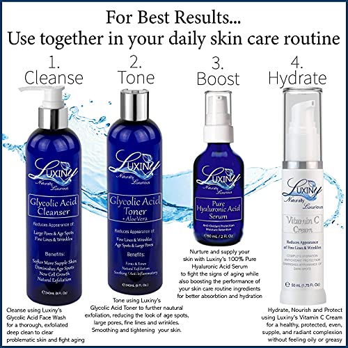 Hyaluronic Acid Serum and Vitamin C Cream, Anti-Aging and Anti-Wrinkle Moisturizer, Natural Hydration, Reduces Hyperpigmentation