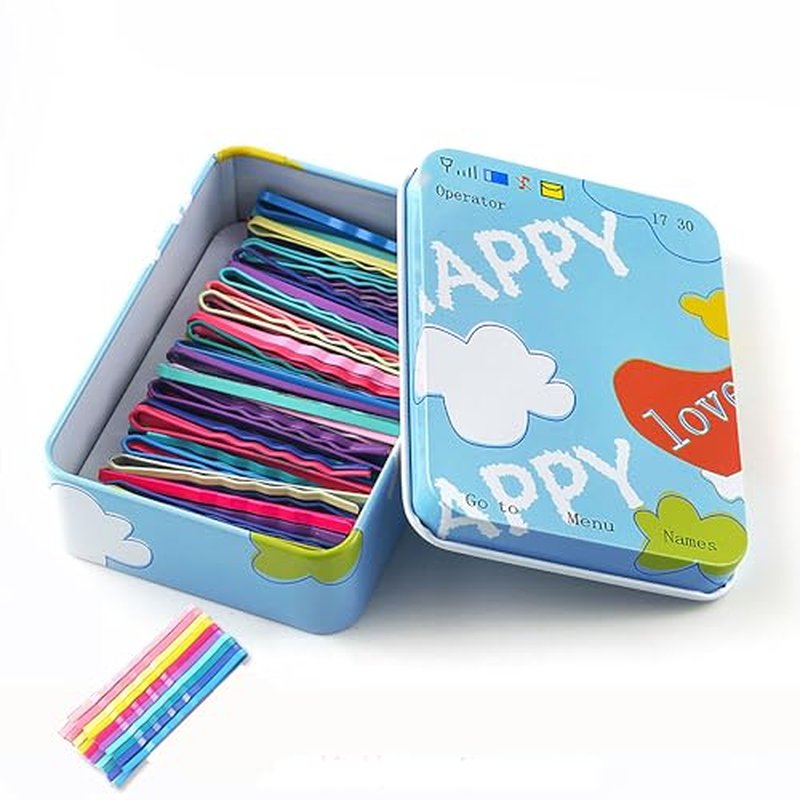 50 Bobby Pins with Metal Storage Box - Hair Clips for All Hair Types