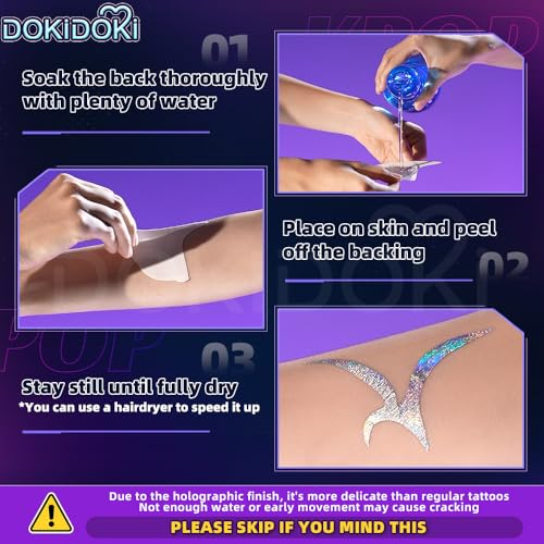 KIRA KIRA Movie Anime Temporary Tattoos Laser Heat Transfer Version Dance Cosplay Tattoos Stickers Prop Halloween Cosplay Accessories (Colorful Laser)