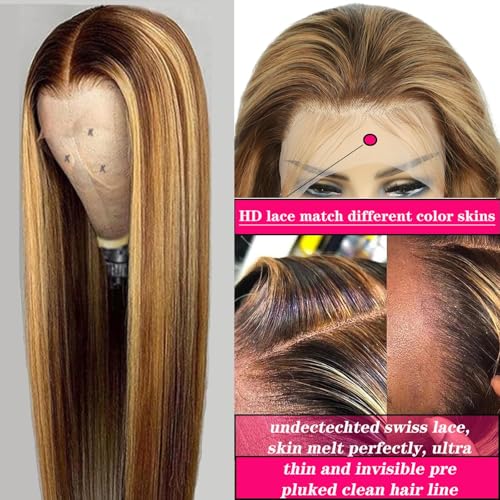 13x6 HD Lace Front Wig Human Hair 28" 180% Density Straight
