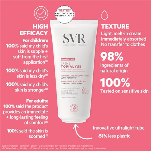 SVR Topialyse Cream - Nourishing & Soothing Face & Body Cream for Dry Sensitive Skin - Moisturizer for Babies (Except Premature), Kids and Adults - Intense Hydration with Shea Butter