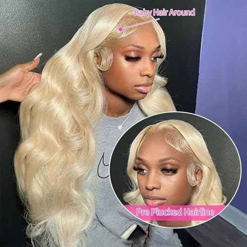 Synthetic 13X6 Lace Front Wig 613 Blonde Wig Long Body Wave Synthetic Wigs for Women Transparent Lace Wig with Baby Hair 180% Density Daily Wear Wig 26 inch