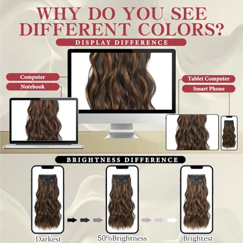 Clip in Hair Extensions - 4 Pieces of Soft, Natural, and Easy-to-Use Extensions with Long Wavy Hairpieces for Weddings, Costumes, and Daily Use