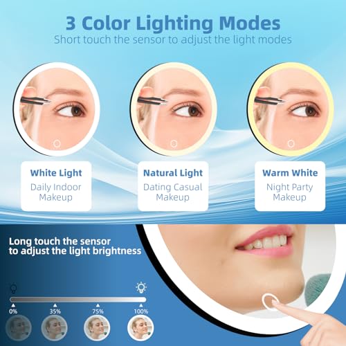 10X Lighted Magnifying Mirror with Suction Cups & Dimmable Light