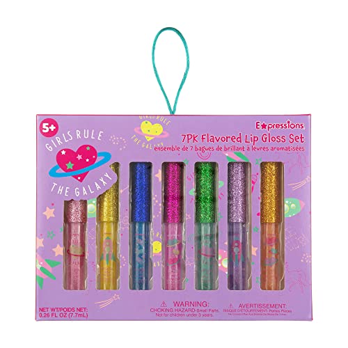 7pc Girls Rule Galaxy Lip Gloss Set - Fruity Flavored Glitter