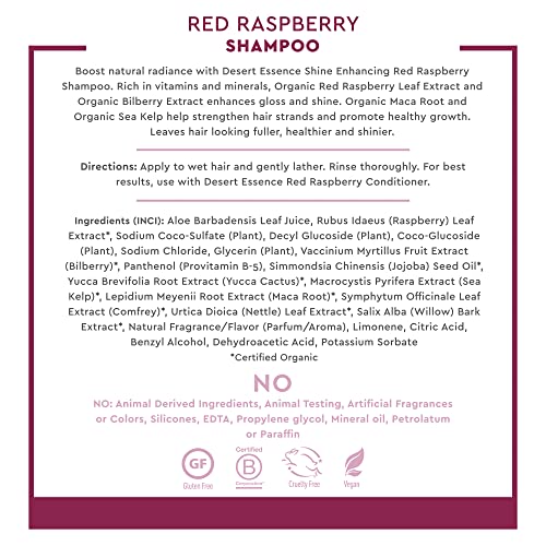 Desert Essence Red Raspberry Shampoo and Conditioner Bundle With Aloe Leaf Juice, Jojoba, Vitamin B-5 and Shea Butter, 8 fl. oz. and 8 fl. oz. Each