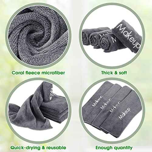 Shimeyao 20 Pack Makeup Towels Gray Makeup Washcloths for Face Classic Soft Microfiber Remover Cloth 13x13 Inch Quick Dry Face Towels for Cleansing Hand