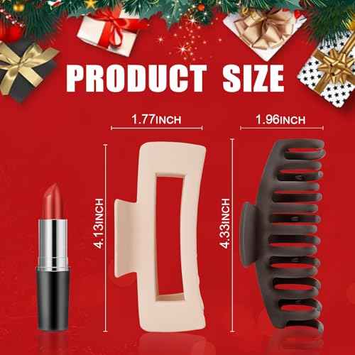 TOCESS Large Hair Claw Clips for Women Girls, 8PK Neutral Matte Jumbo Square Hair Clips for Thick, Thin, Long, Short, Curly Hair, Big Jaw Clip Set for Daily Use