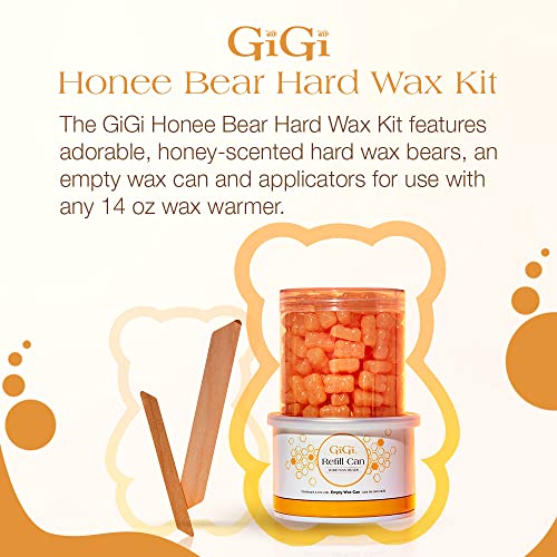 GiGi Honee Bear Hard Wax Kit for Hair Removal- Honey-Scented Hard Wax Beads for Face & Body with Refill Can & Applicators