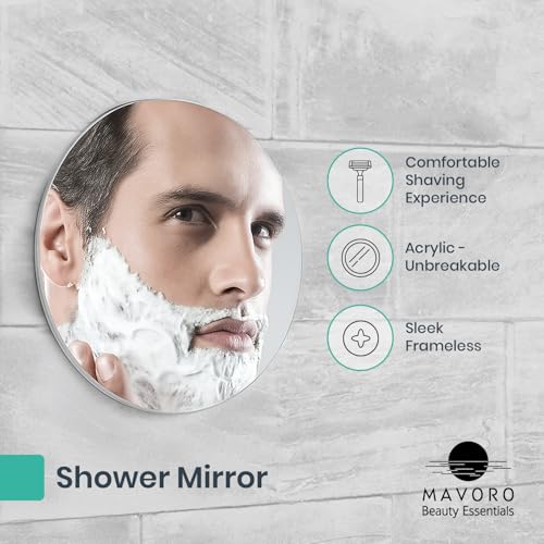 7" Round Shower Shaving Mirror | Acrylic | 3M Adhesive | Anti-Fog
