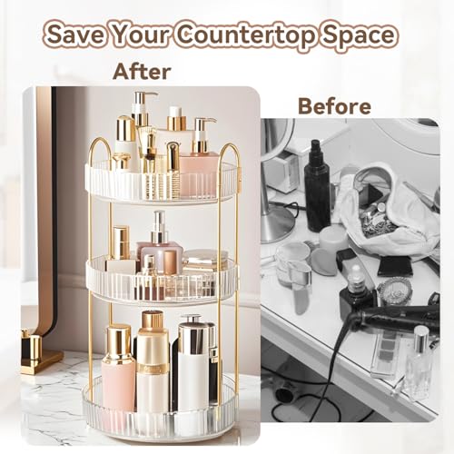 360° Rotating Makeup Organizer - 3 Tier Vanity Storage