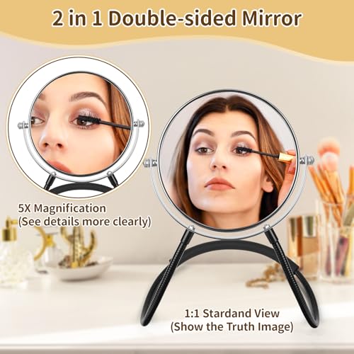 Dual-Sided Neck Mirror with 5X Magnification & 360° Swivel
