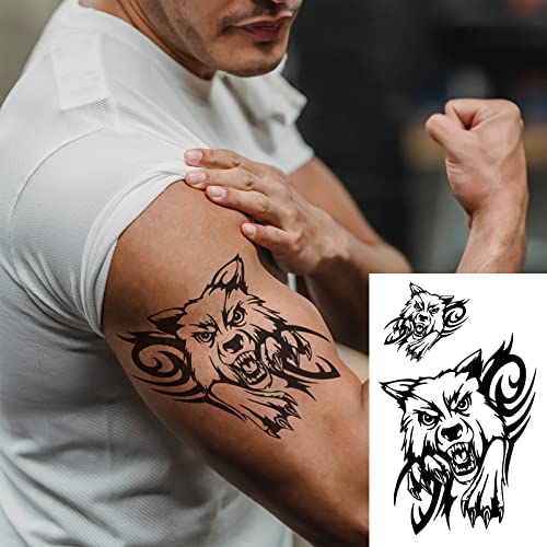 19-Piece Temporary Tattoo Stickers Wolf Scorpion Full Arm