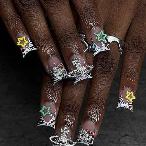 80Pcs Silver Nail Charms Set with Pink Hearts£¬Crosses, Stars,Butterflies, Dollars, Cherries, Crowns,Lollipop Y2k Nail Gems for Women Girls Nail Decorations DIY Craft