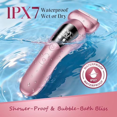 Pink Cordless Electric Razor for Women - Waterproof Bikini & Face Trimmer