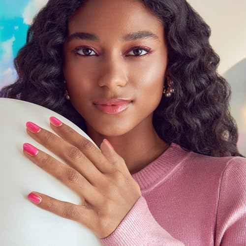 KISS colorFX by imPRESS Press On Nails , ¡®Floating¡¯, Solid Red with Pearlescent Finish, Short Oval, IMPROVED adhesive, Includes 30 Fake Nails, Prep Pad, 1 Manicure Stick, 1 Mini Nail File