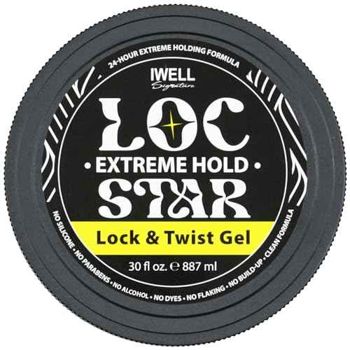 Loc Star Lock & Twist Gel | Extreme Hold for Locs, Twists, Braids & Edges | No Color, No Stain, No Flaking | Smooths Frizz | Clean, Fragrance-Free Formula | 30 fl oz