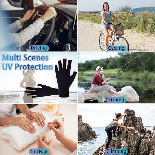 UV Nail Lamp Gloves 2-Pack Fingerless UV Protective Gloves for Gel Manicure - Black