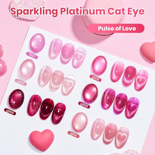 Beetles Pink Cat Eye Gel Nail Polish Set - 6 Colors