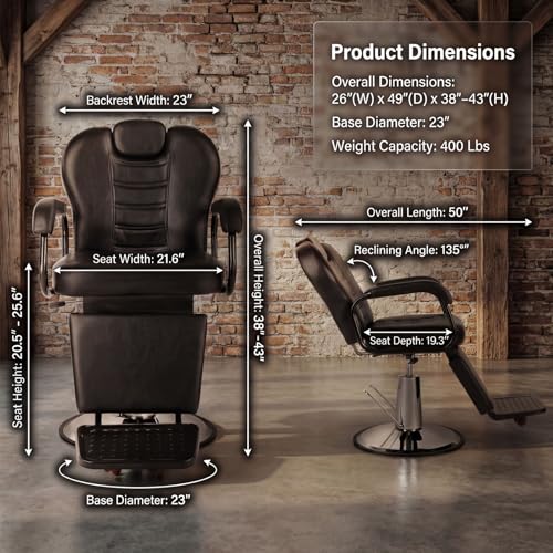 Artist Hand Professional Barber Chair - Heavy Duty Hydraulic