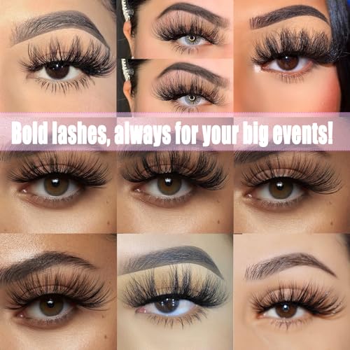 25MM Mink Lashes - 10 Pair Variety Pack Wispy Dramatic Eyelashes