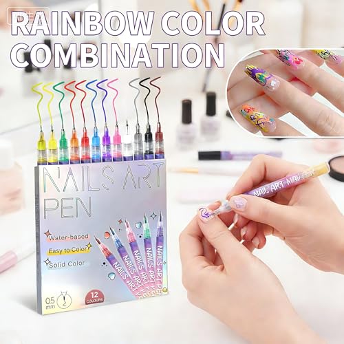 12 Color Nail Polish Pen Set for Gel Nail Art - Yewmow