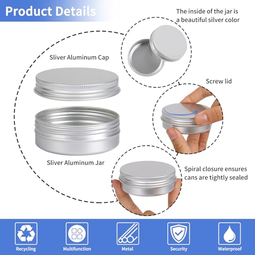 Moretoes 60 Pack 2oz Aluminum Tins with Screw Lids