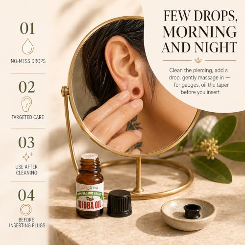 Organic Jojoba Oil for Piercing Aftercare - 100% Pure & Vegan