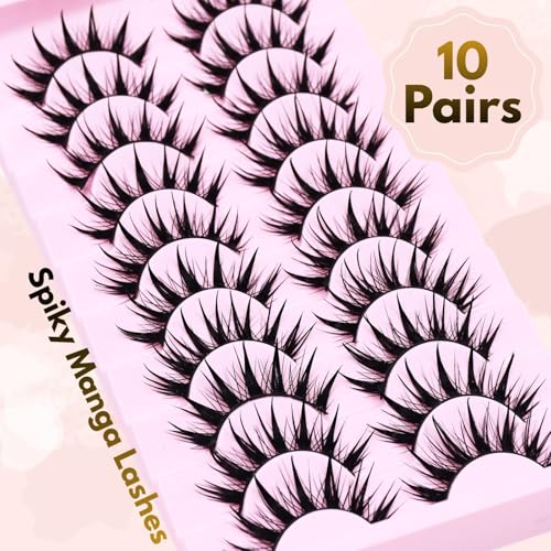 Anime Cat Eye False Eyelashes 10 Pairs - 16mm Wet C-Curl