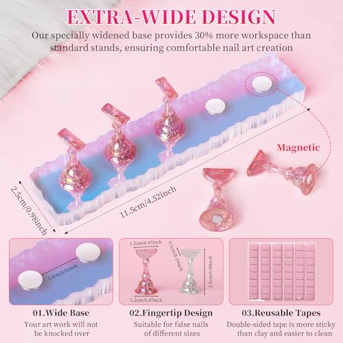 ANGNYA Magnetic Nail Stand Set – Aurora Display Holder for Press On Nails