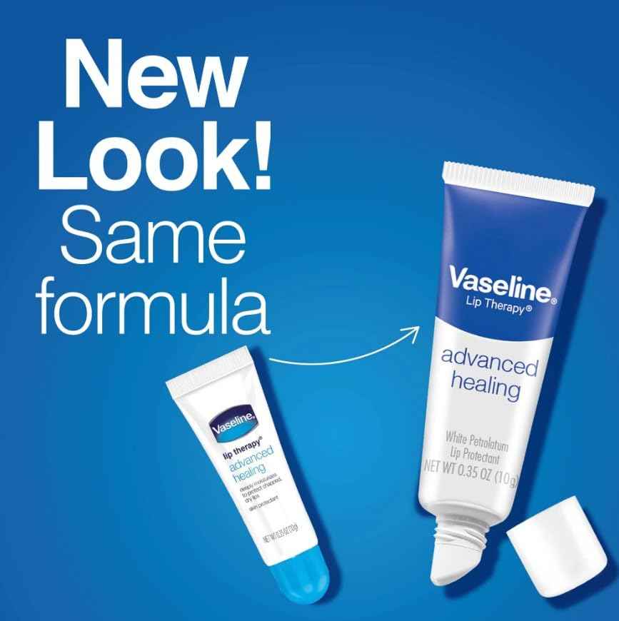 Vaseline Lip Therapy Petroleum Jelly, Advanced Formula 0.35 oz (12 pack)
