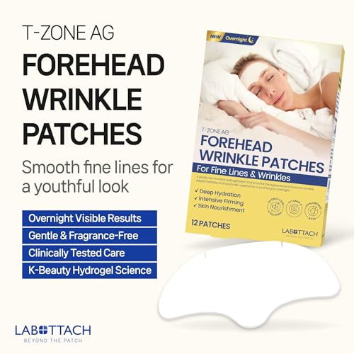 Forehead Wrinkle Patches Overnight 12ct Korean Hydrogel Anti Wrinkle Patches with Collagen, Hyaluronic Acid and Vitamin E for Forehead Lines